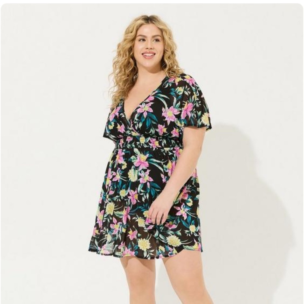 Torrid Mesh Smock Waist Swim Coverup
